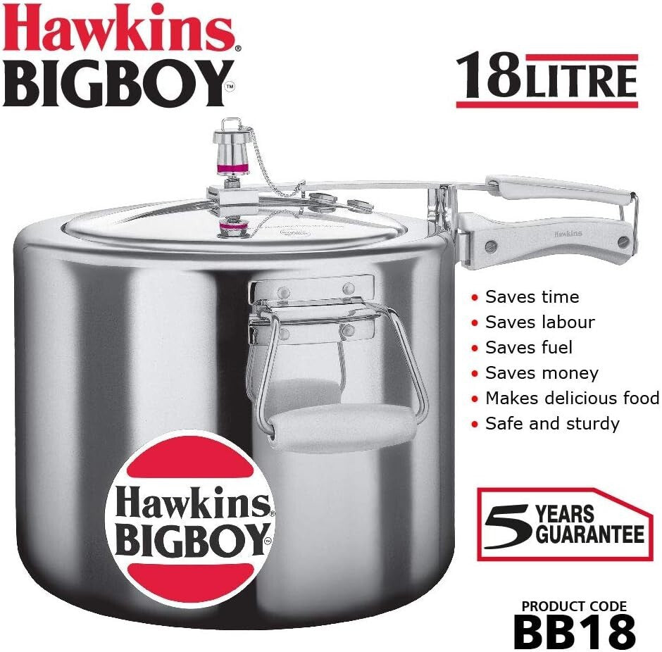 Hawkins Bigboy Pressure Cooker, 18 Litre Capacity  Free Shipping